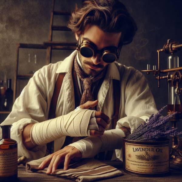 Scientifique pensant ses blessures aux bras 