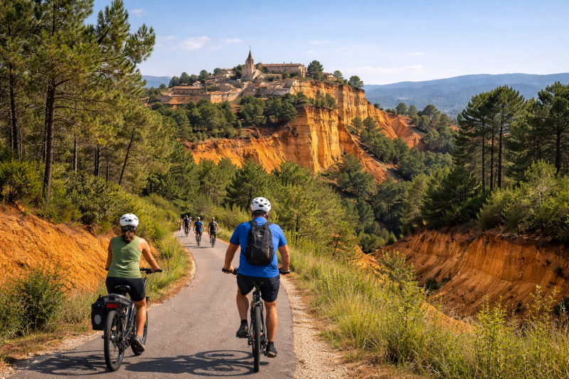 Circuit vélo dans les alentours de Roussillon dans le Luberon 